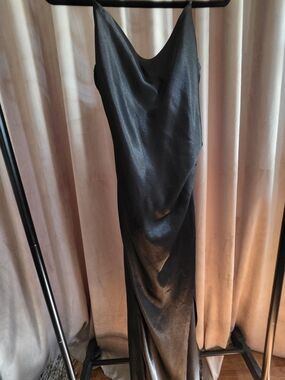 Jolie Leslie Black Satin Cowl Neck Slip Dress Size Small